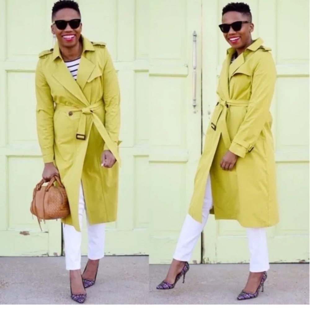 NWOT M SOFT SURROUNDINGS Brixton green double button belted woman trench coat